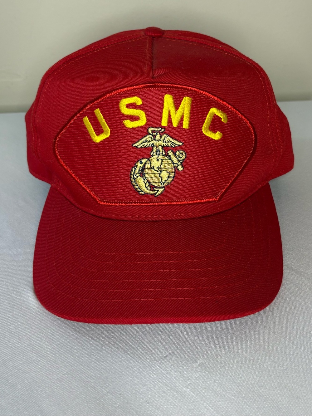 USMC Marines Red Patch Cap with Yellow Embroidery